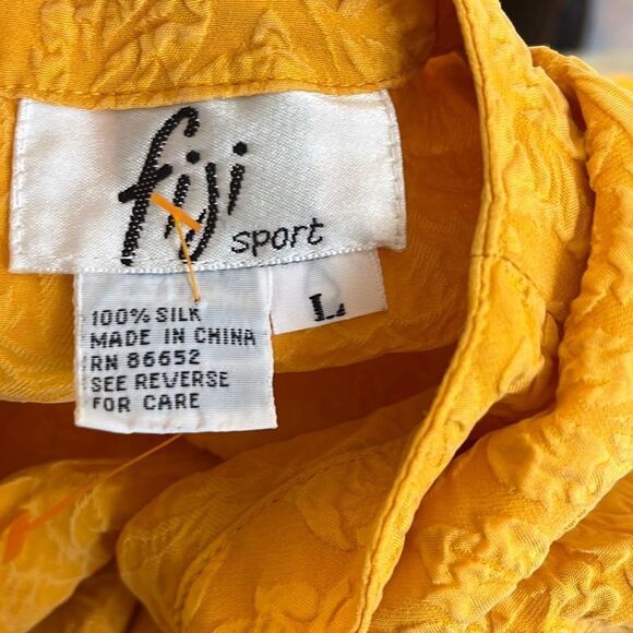 Fiji Sport 100% silk large yellow short sleeve blouse -‎ 2350 - Picture 3 of 3